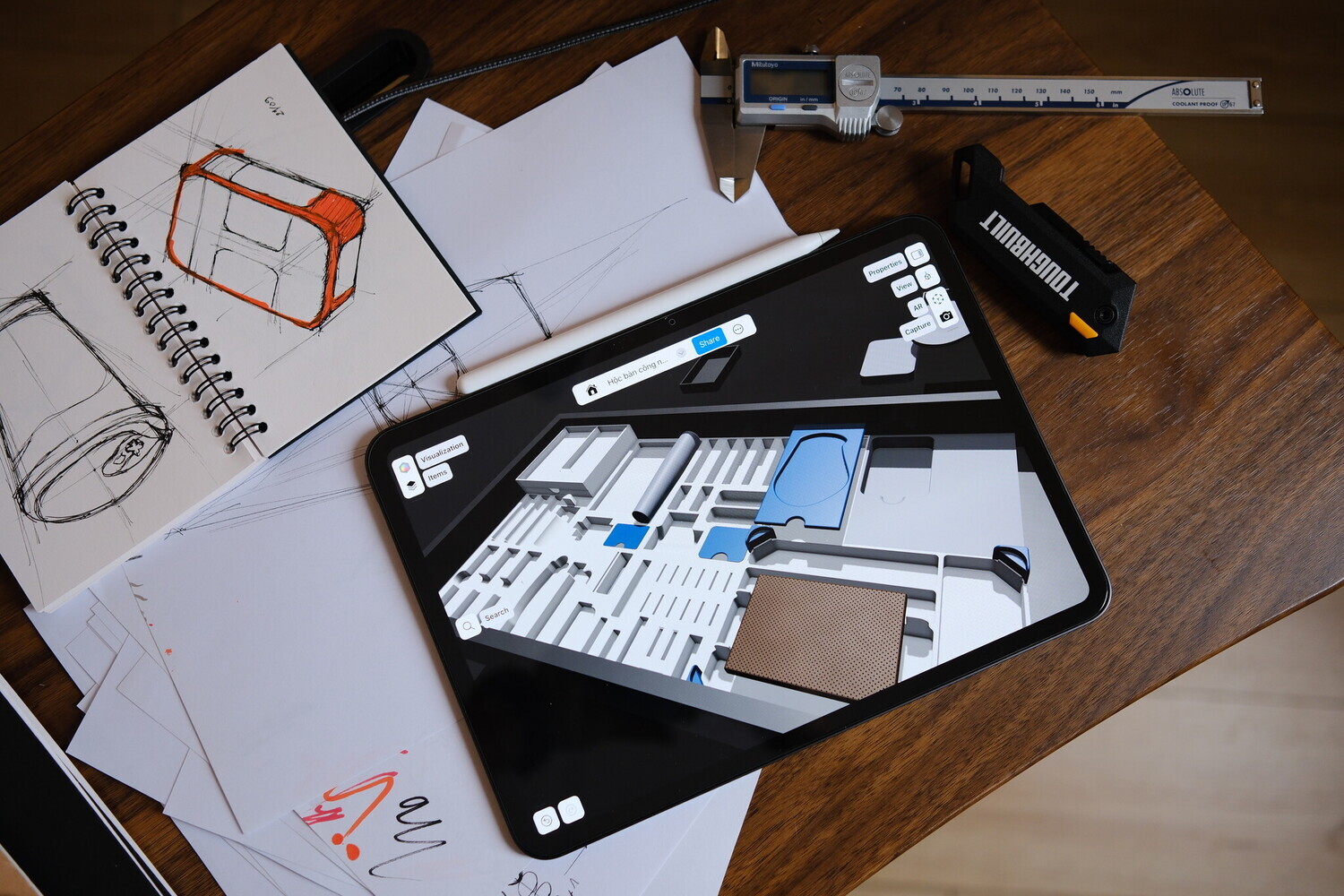 thiết kế lại hộc bàn công nghệ với in3d