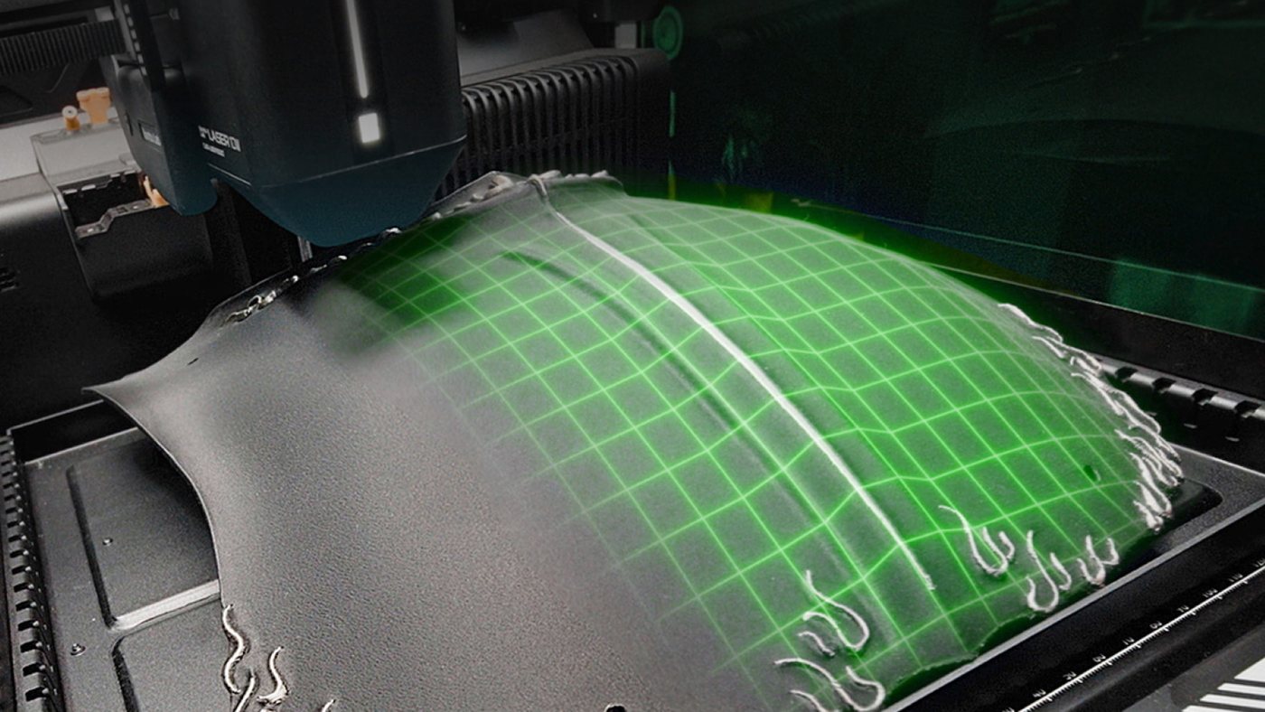 Đo cao bằng quang học, dựng lưới 3D để khắc laser lên mặt cong