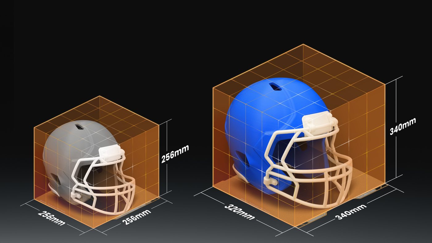 340 mm tall — a full-size helmet in one print